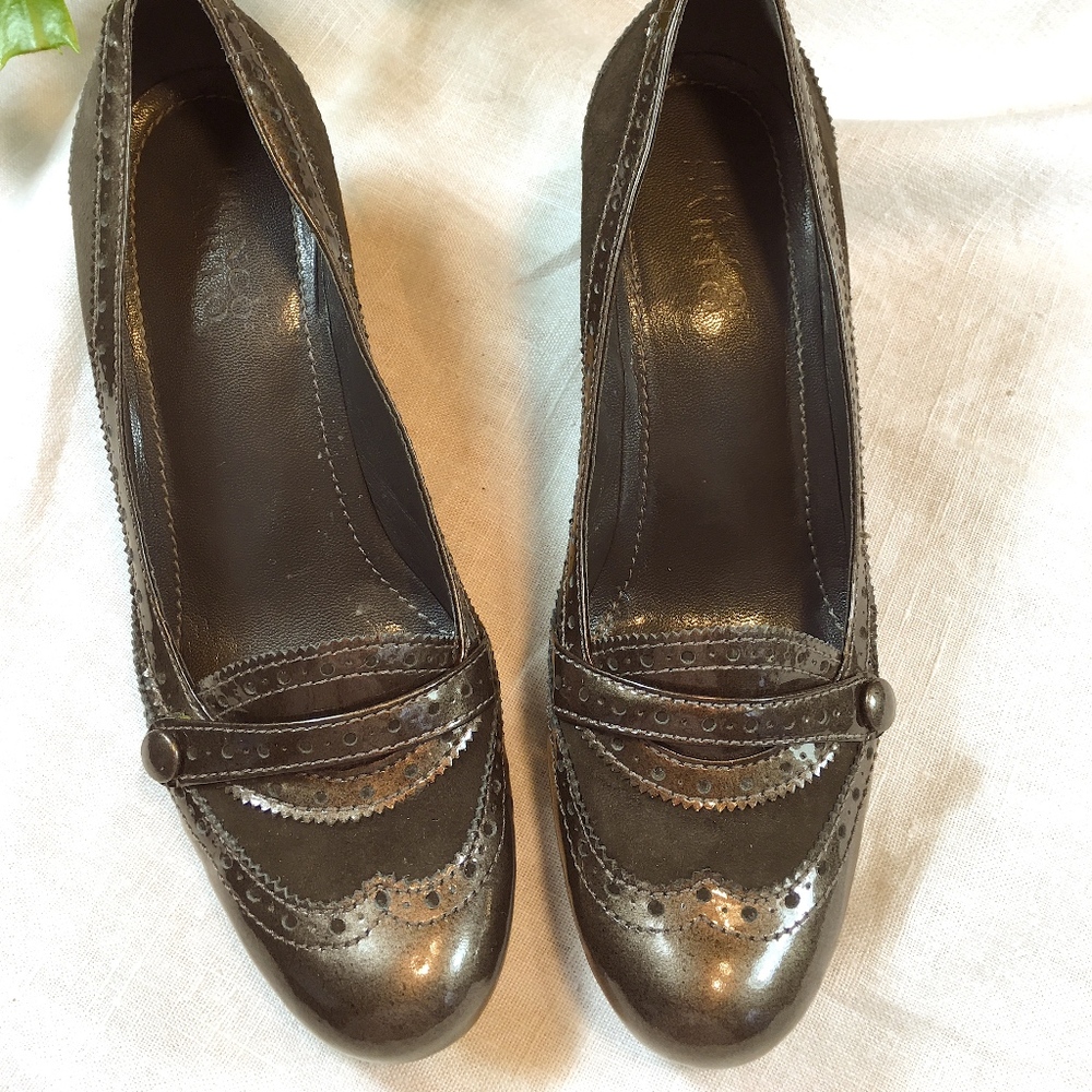 Franco Sarto Bronze 2" Brogue Heels size 7 1/2